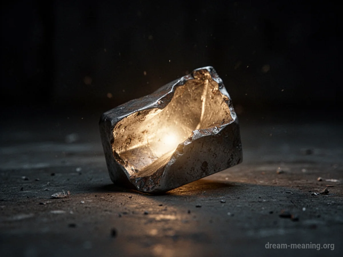 A piece of metal emitting a soft, warm light.