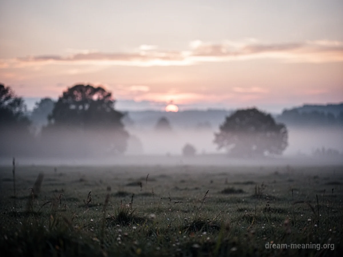 A landscape viewed through a soft, diffused light.