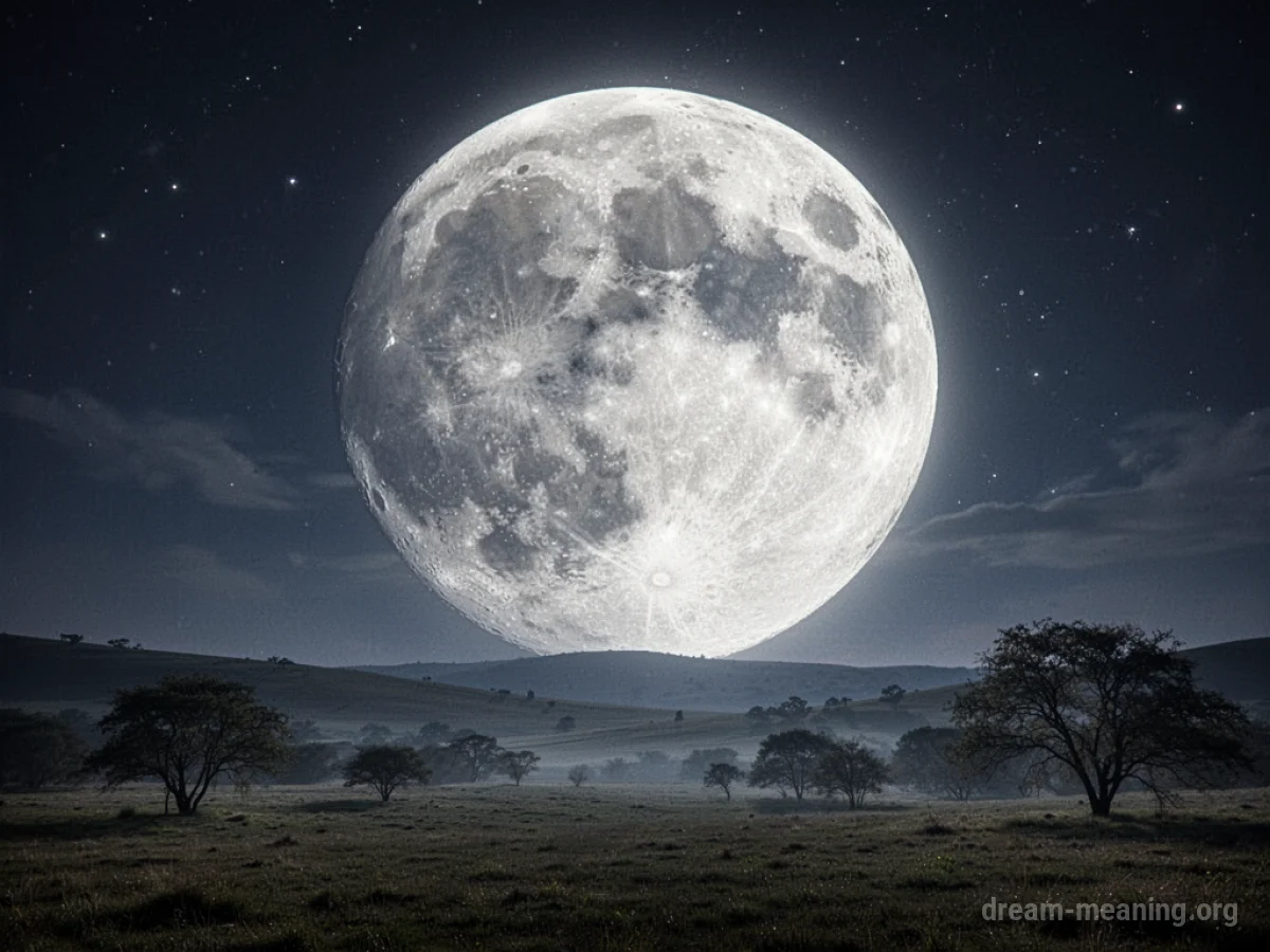 A very large moon hanging low in the night sky.