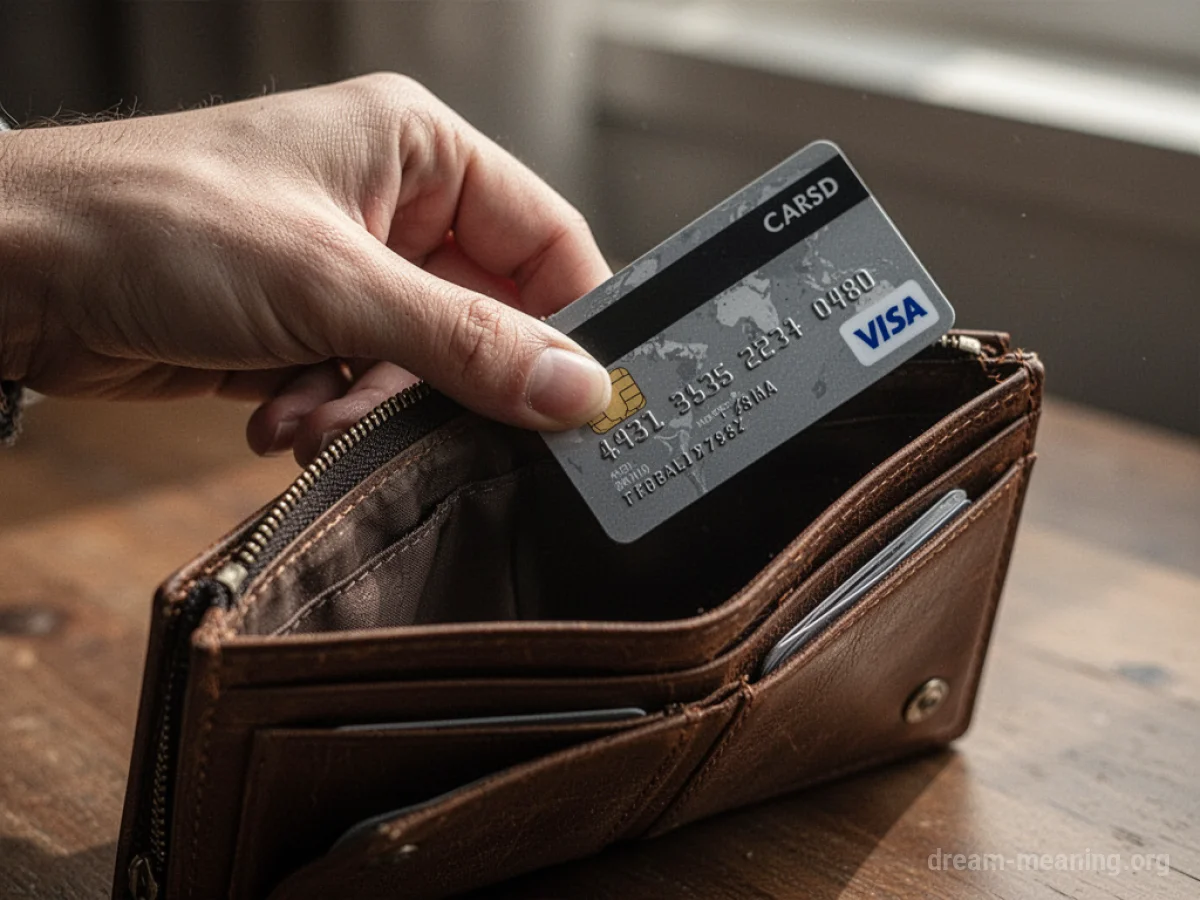 A hand letting a credit card fall from an empty wallet.
