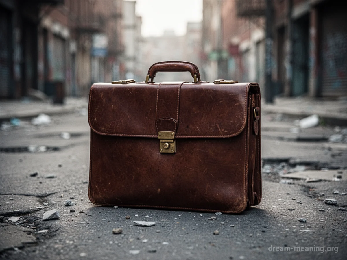 An empty briefcase on a street.