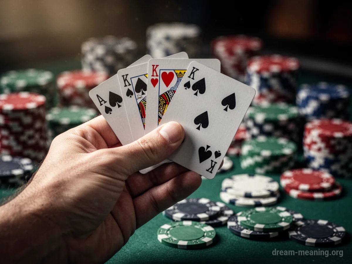 A hand dropping playing cards on a table.