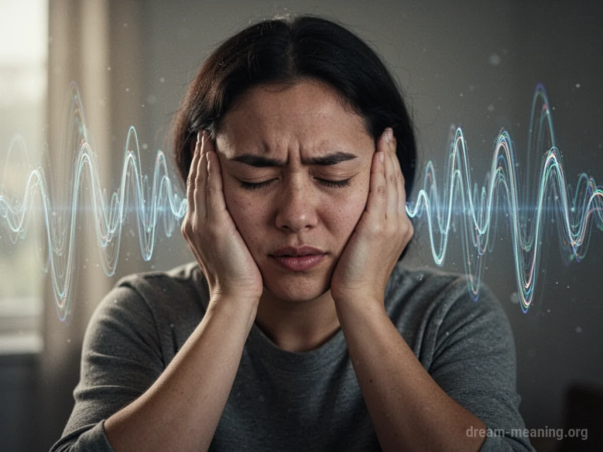 Person covering ears from sound waves.