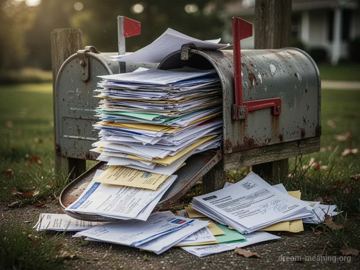 A mailbox overflowing with letters and flyers.