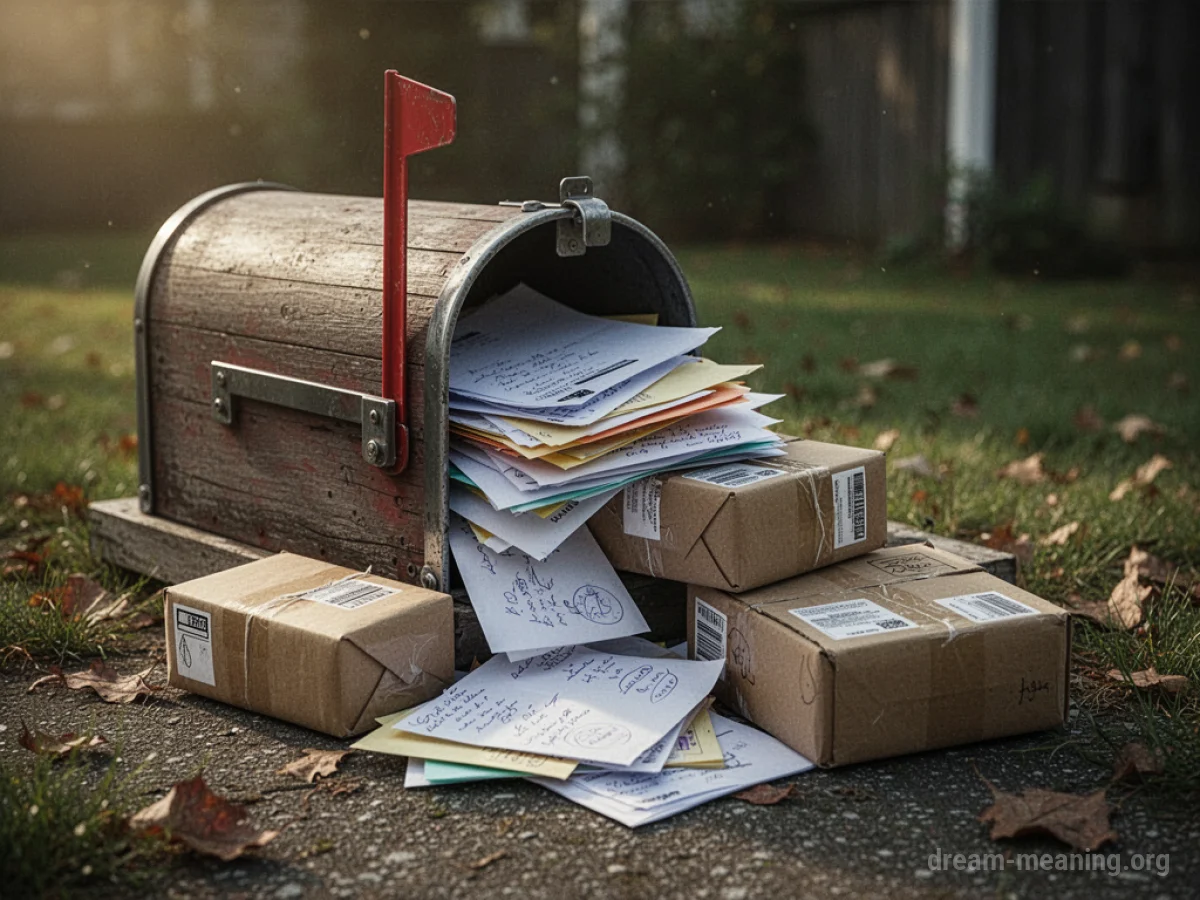 A mailbox overflowing with mail and packages.