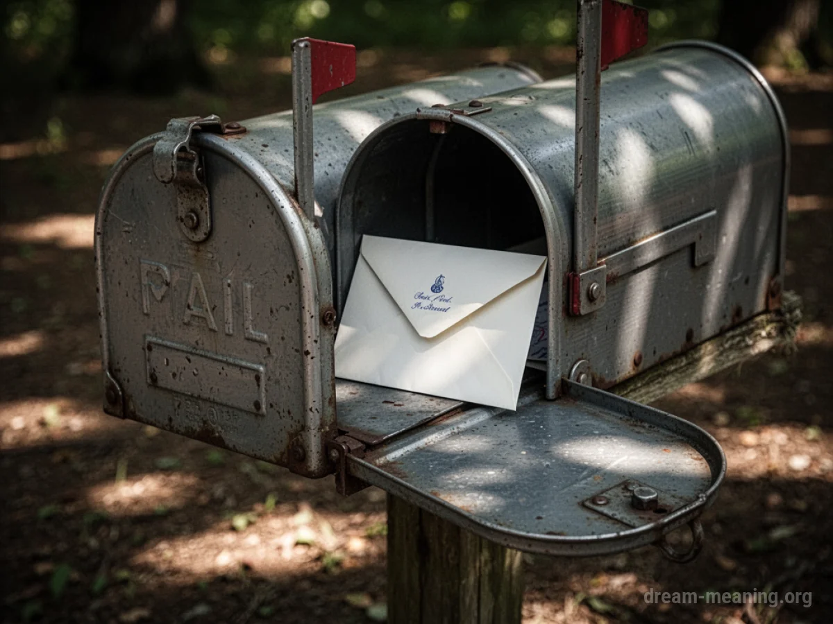 A close-up of an open mailbox with a letter visible inside.