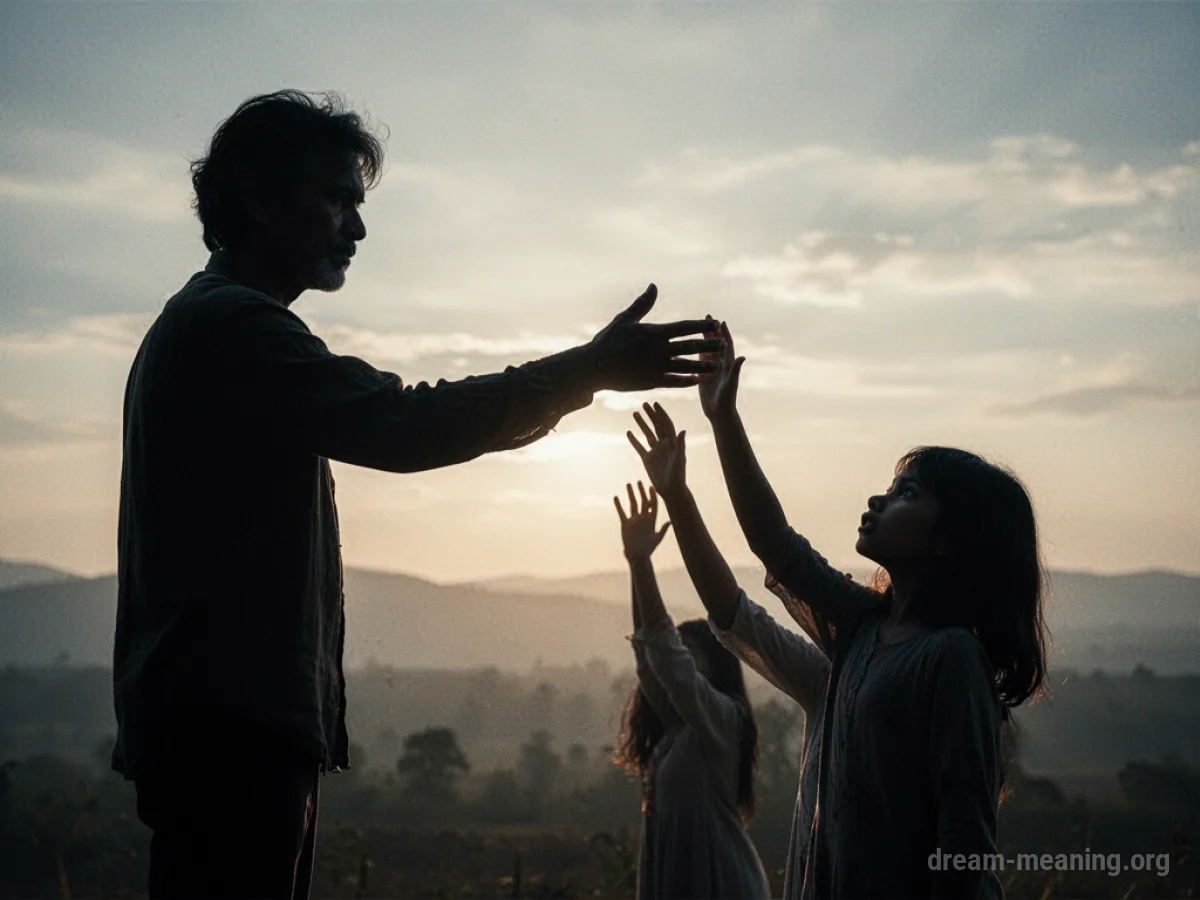 A hand reaching out from darkness towards a hand reaching up from below.