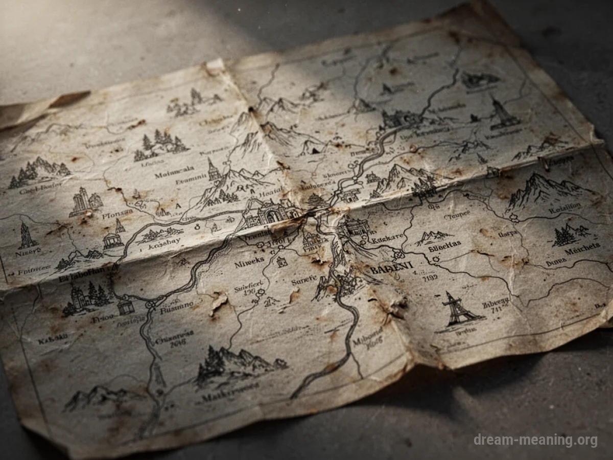 A map with shifting lines and landmarks.