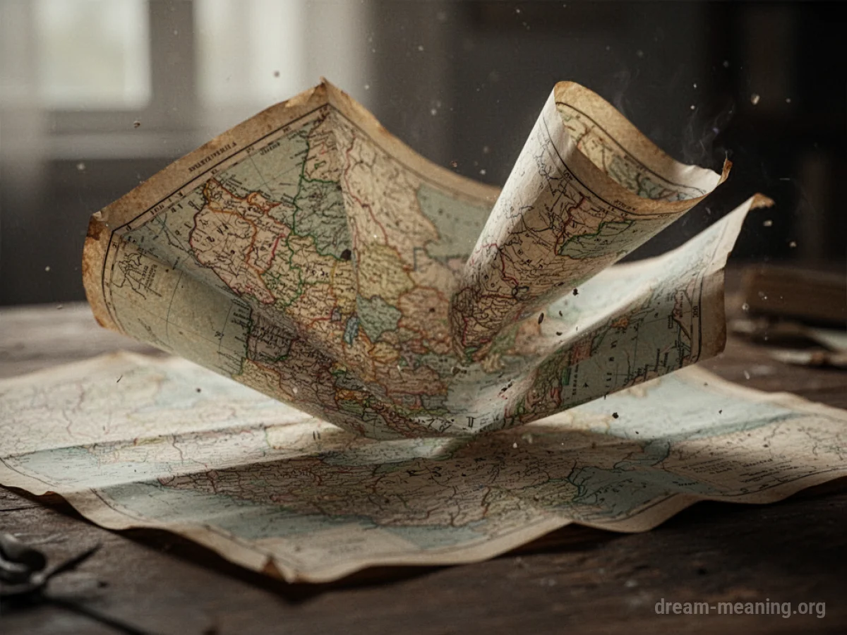 A vintage map with its edges lifting and curling.