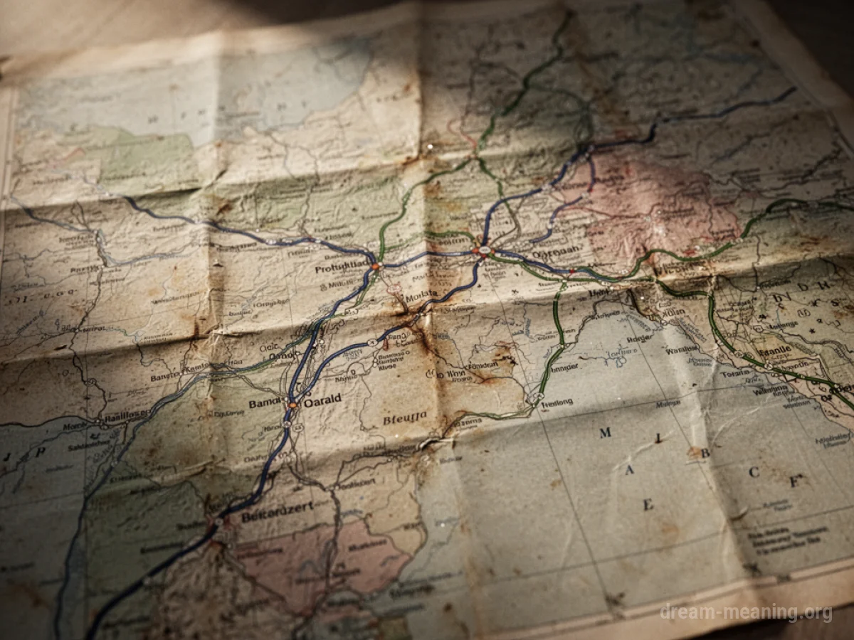 A paper map with lines of routes shifting and disappearing.