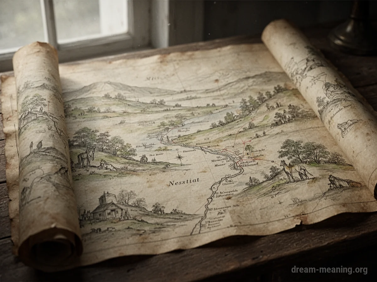 An old, detailed map with faded ink showing historical routes.