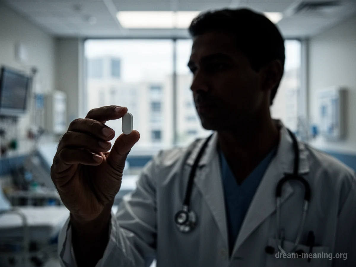 A silhouette of a doctor in a hospital hallway.