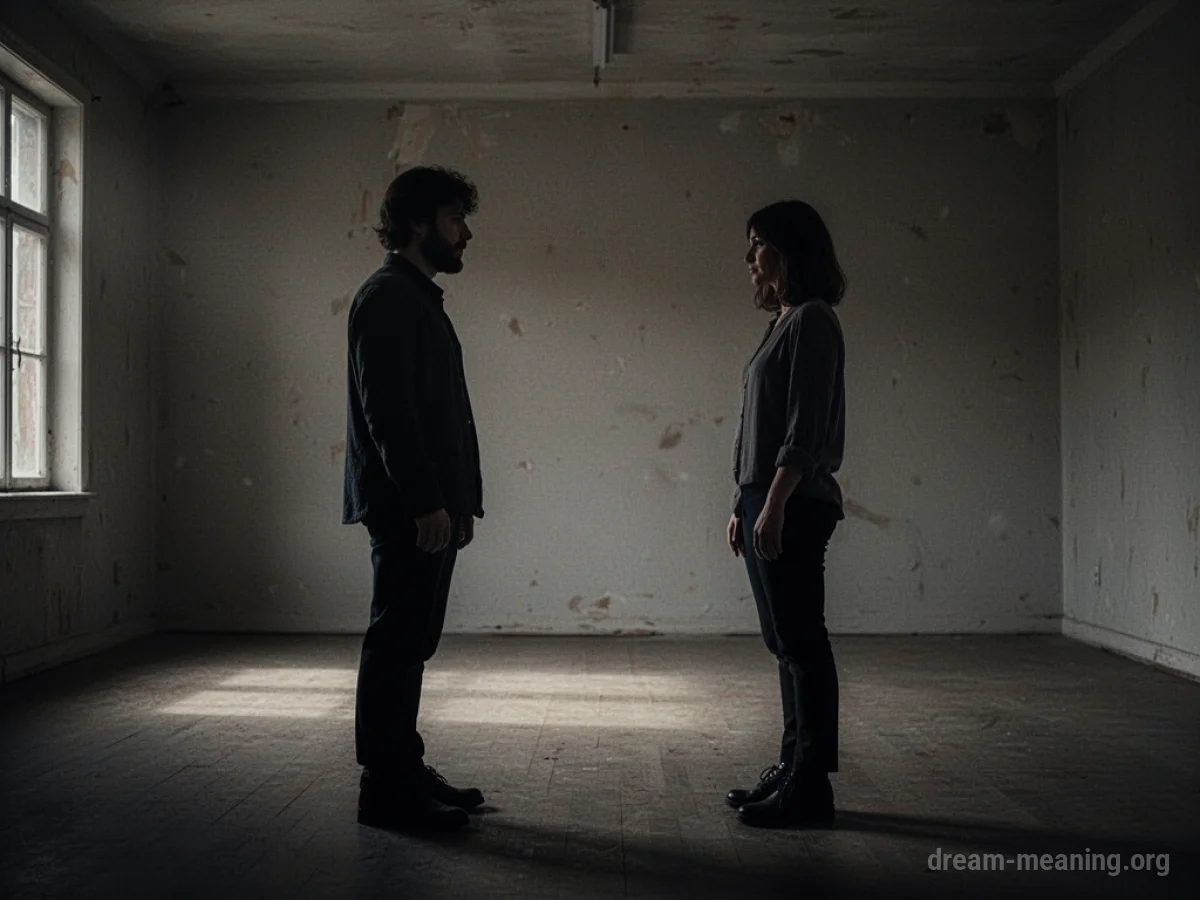 Two silhouetted figures in an empty room.