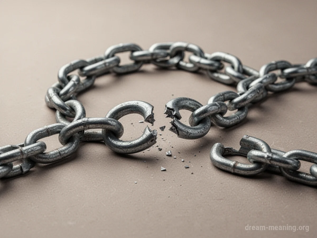 A broken metal chain lying on a plain surface.