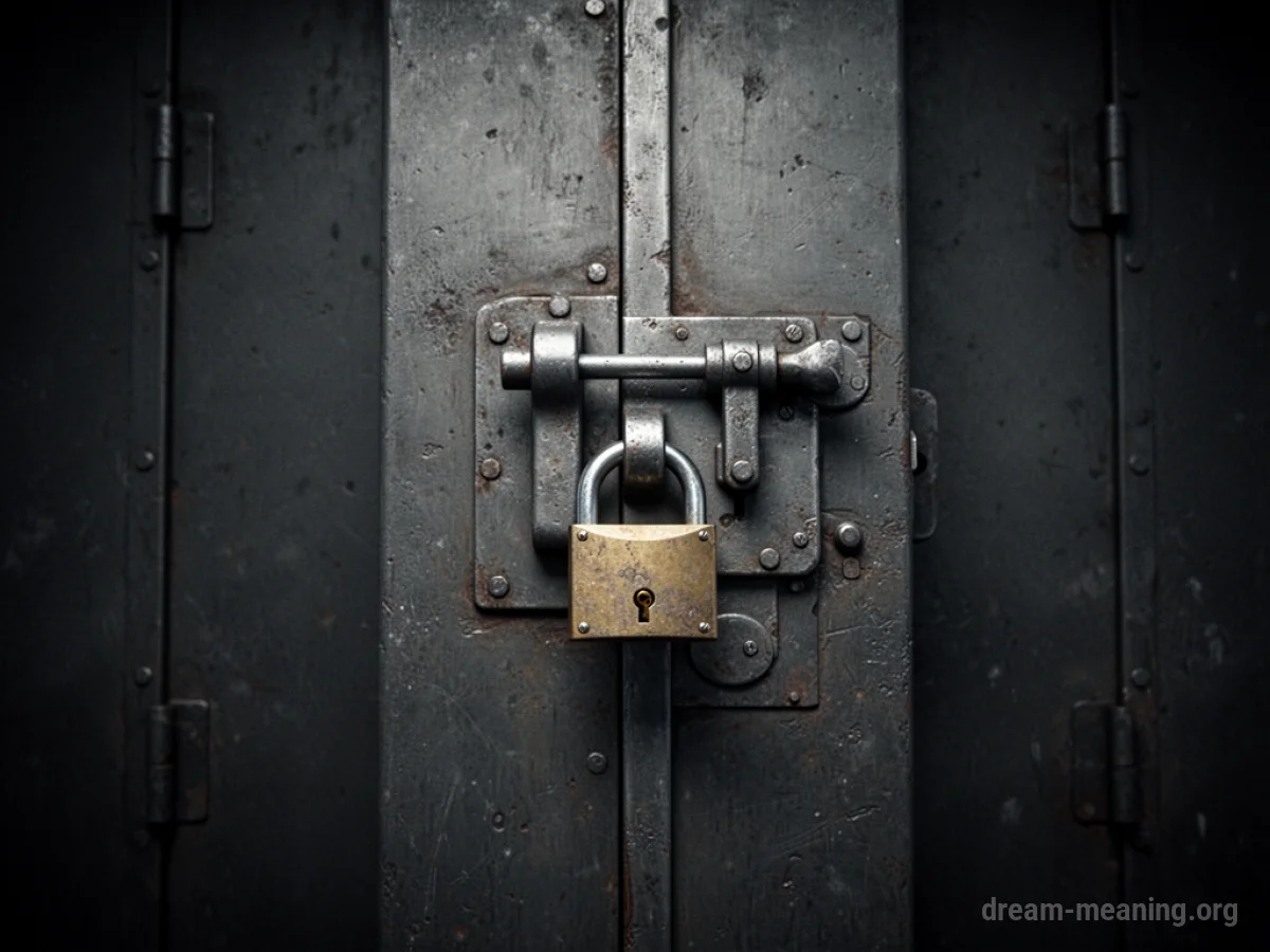 A closed, solid metal door with a visible lock.