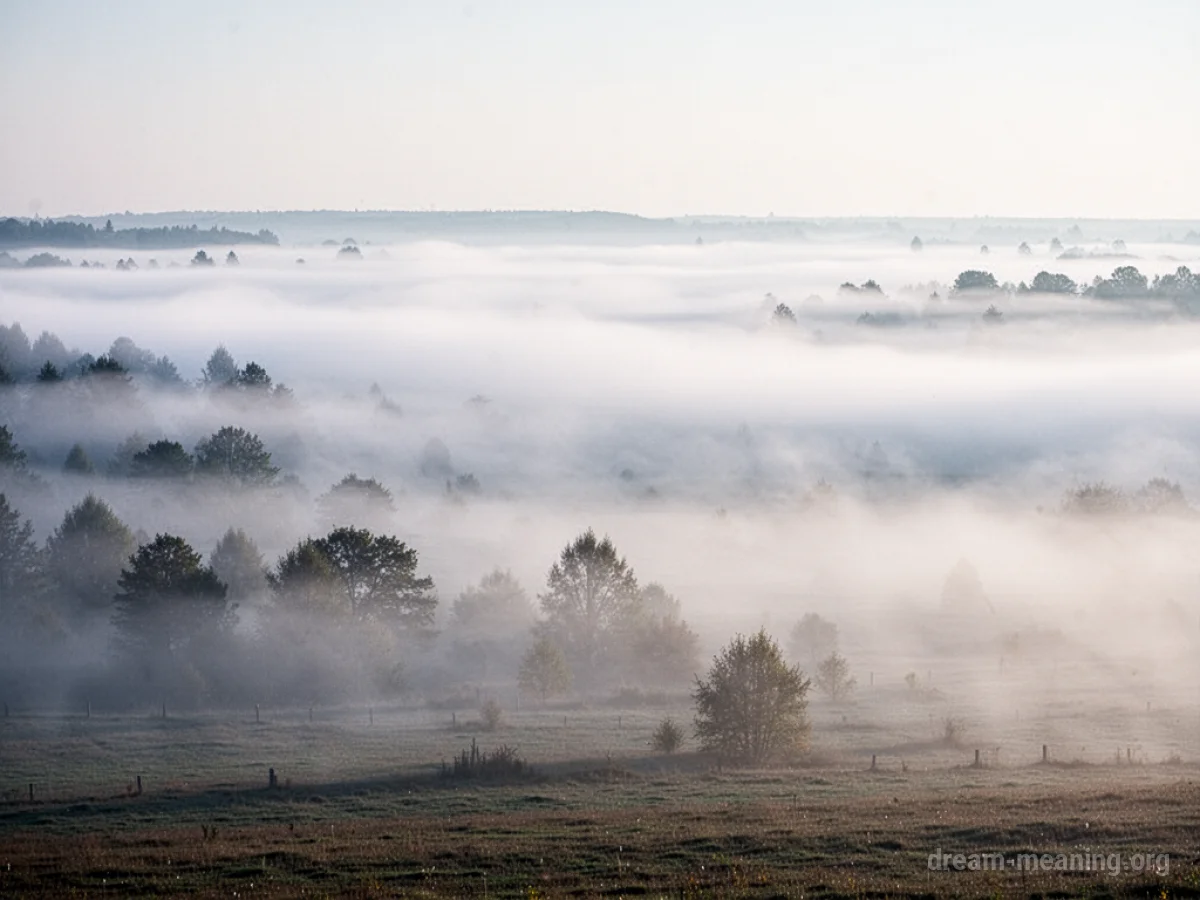 A dense fog quickly spreading across a field.