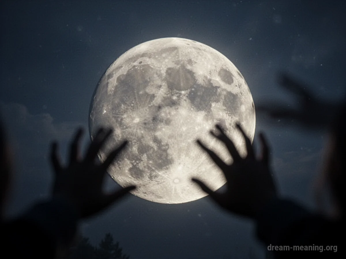 A large moon with portions missing, as if being consumed.