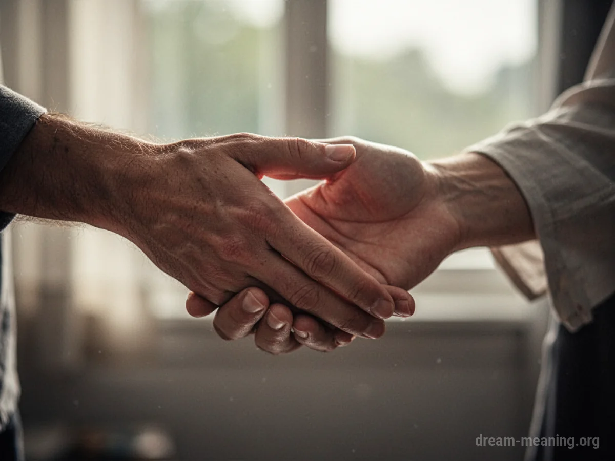 A close-up of one hand reaching out to assist another hand.