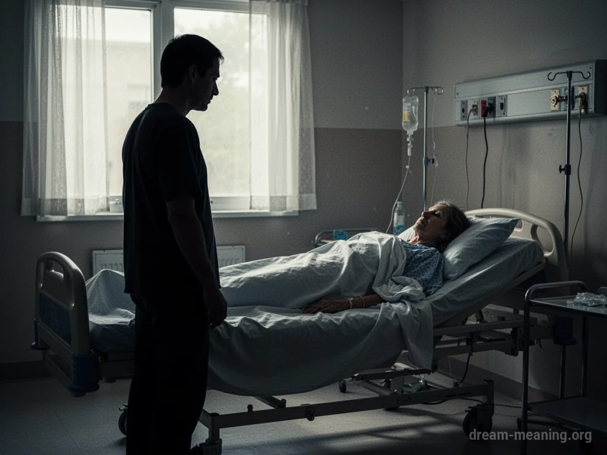 A person standing beside a hospital bed.