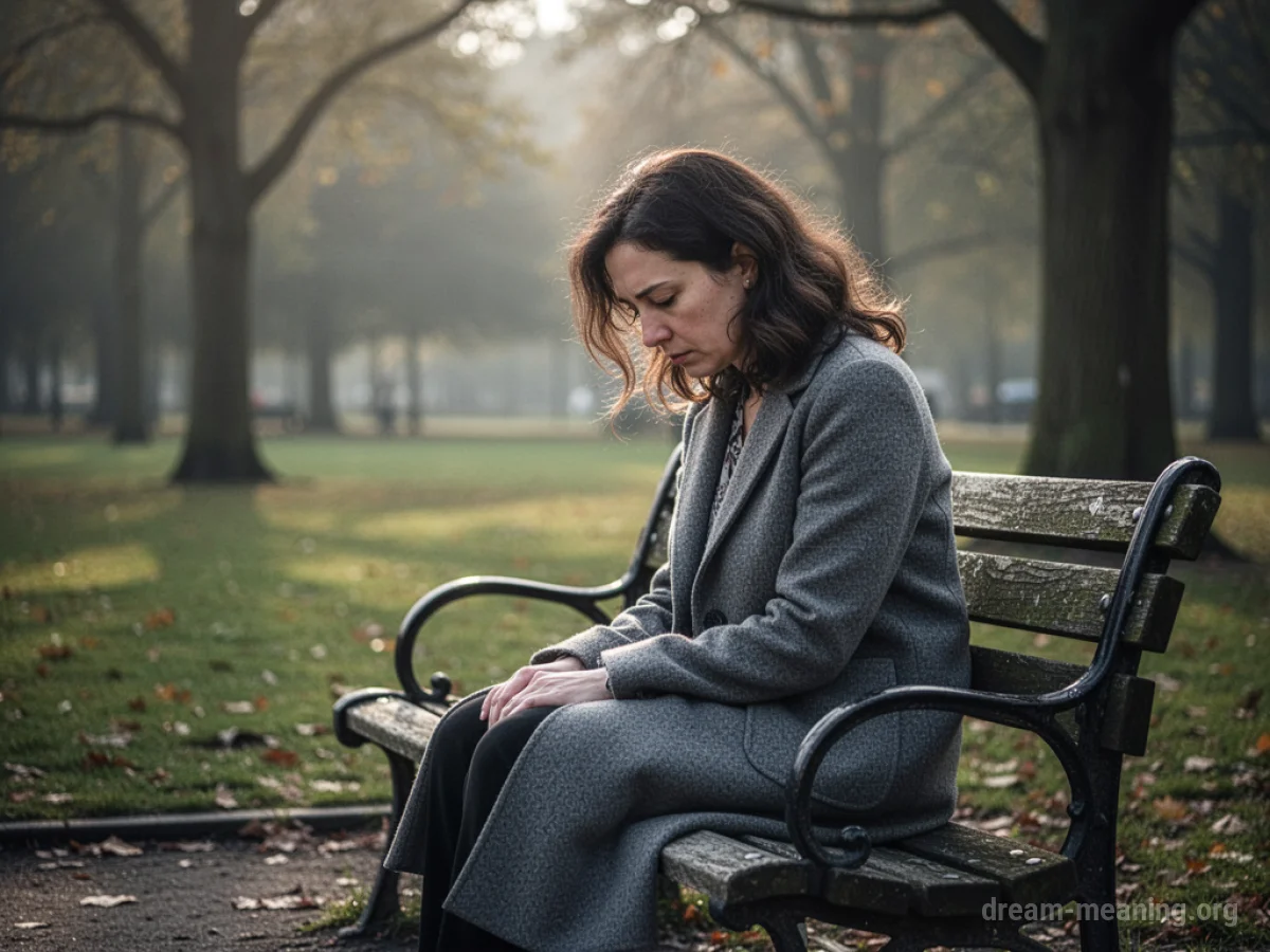 A solitary woman sitting with her head down.