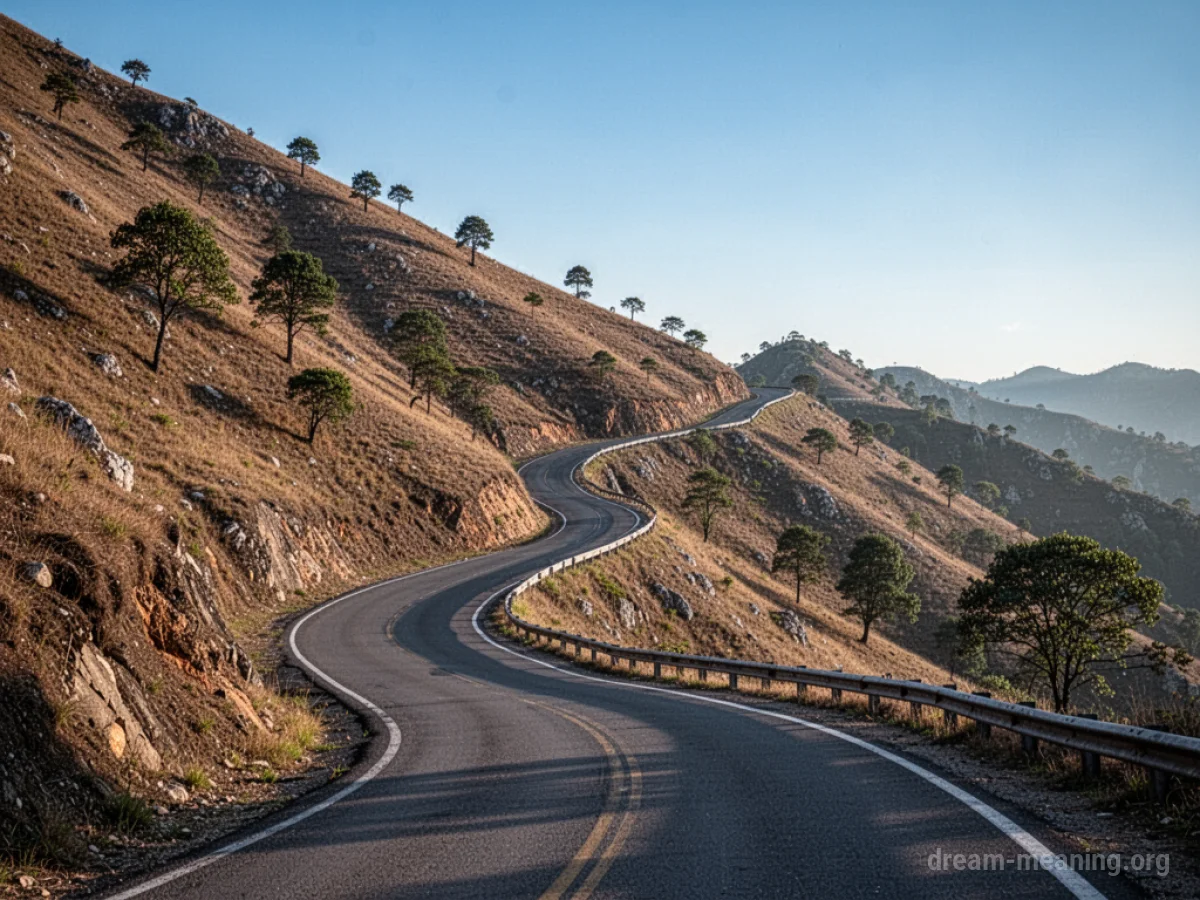 A winding road going up a mountain.