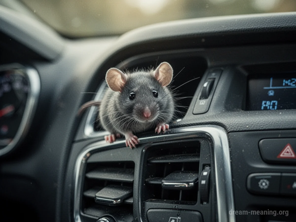 A small mouse on a car's dashboard.
