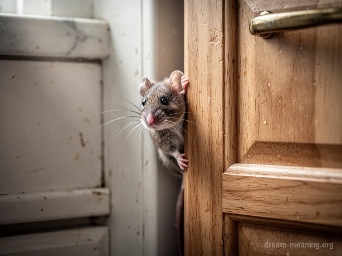 A small mouse visible in a domestic kitchen setting.