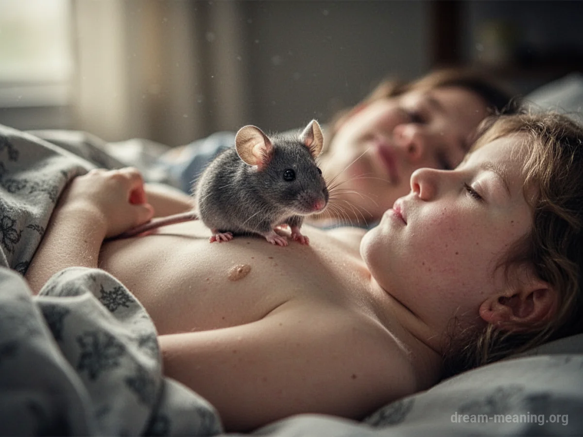 A small mouse sitting on a person's chest.