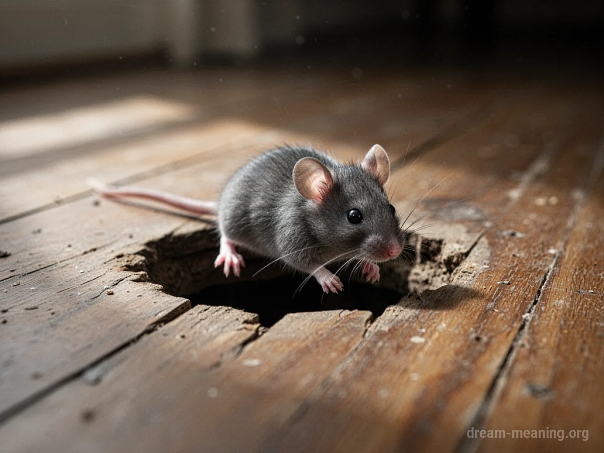 A small mouse disappearing into a dark opening.