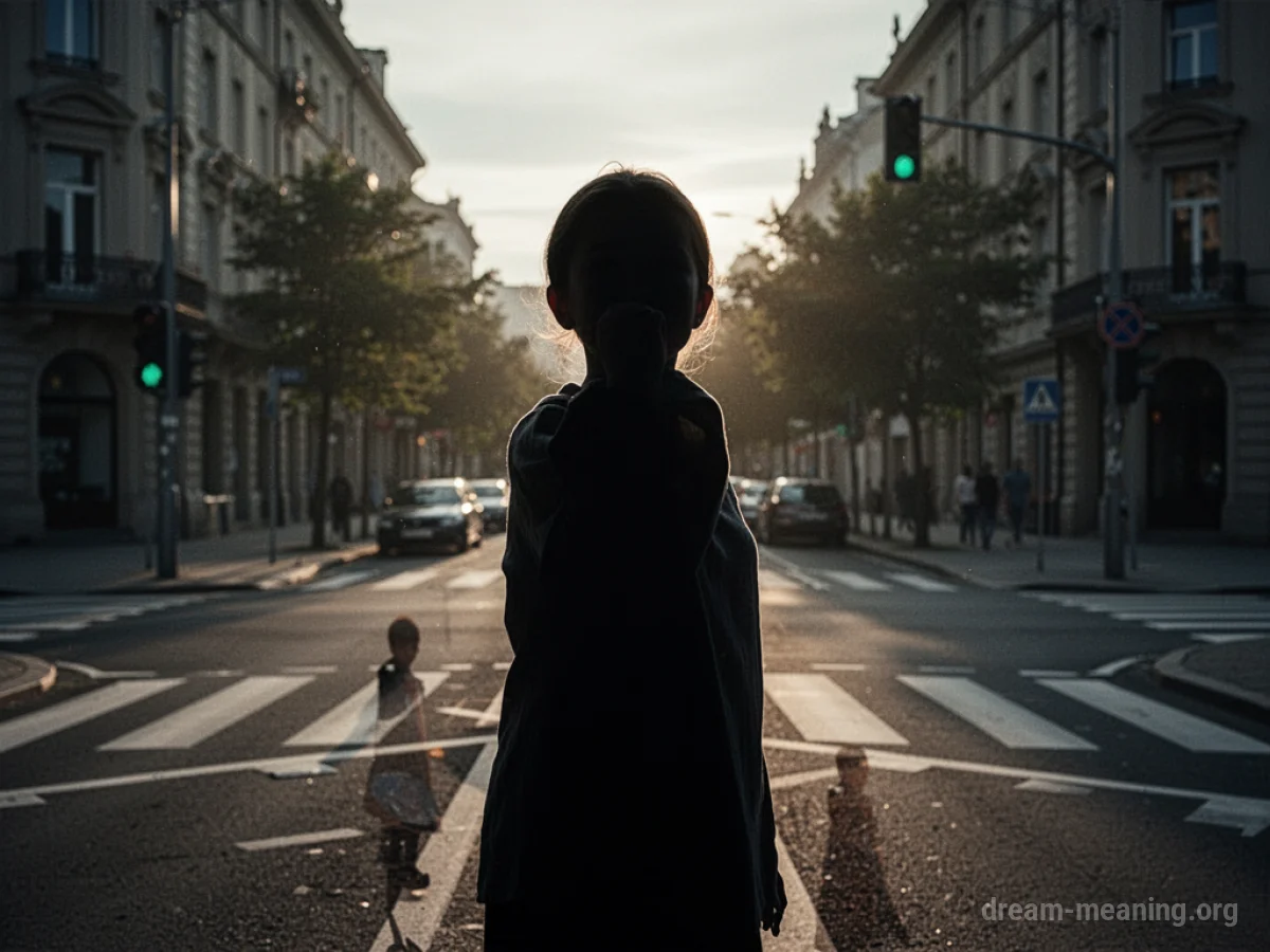 Silhouette of a person at a crossroads with a shadowed mouth.