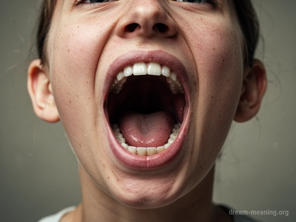 A person's mouth shown much larger than the rest of their face.