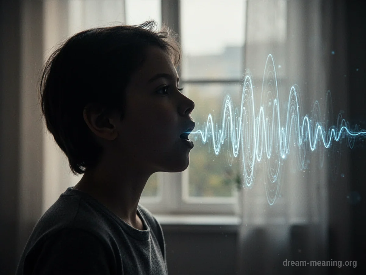Silhouette of a person with abstract sound waves around their head.