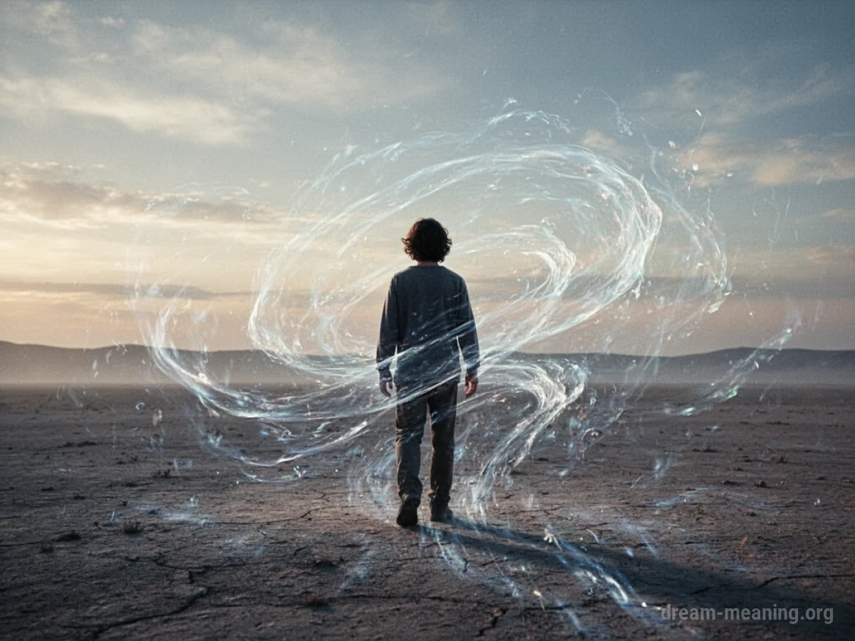 A person being pushed by invisible currents.