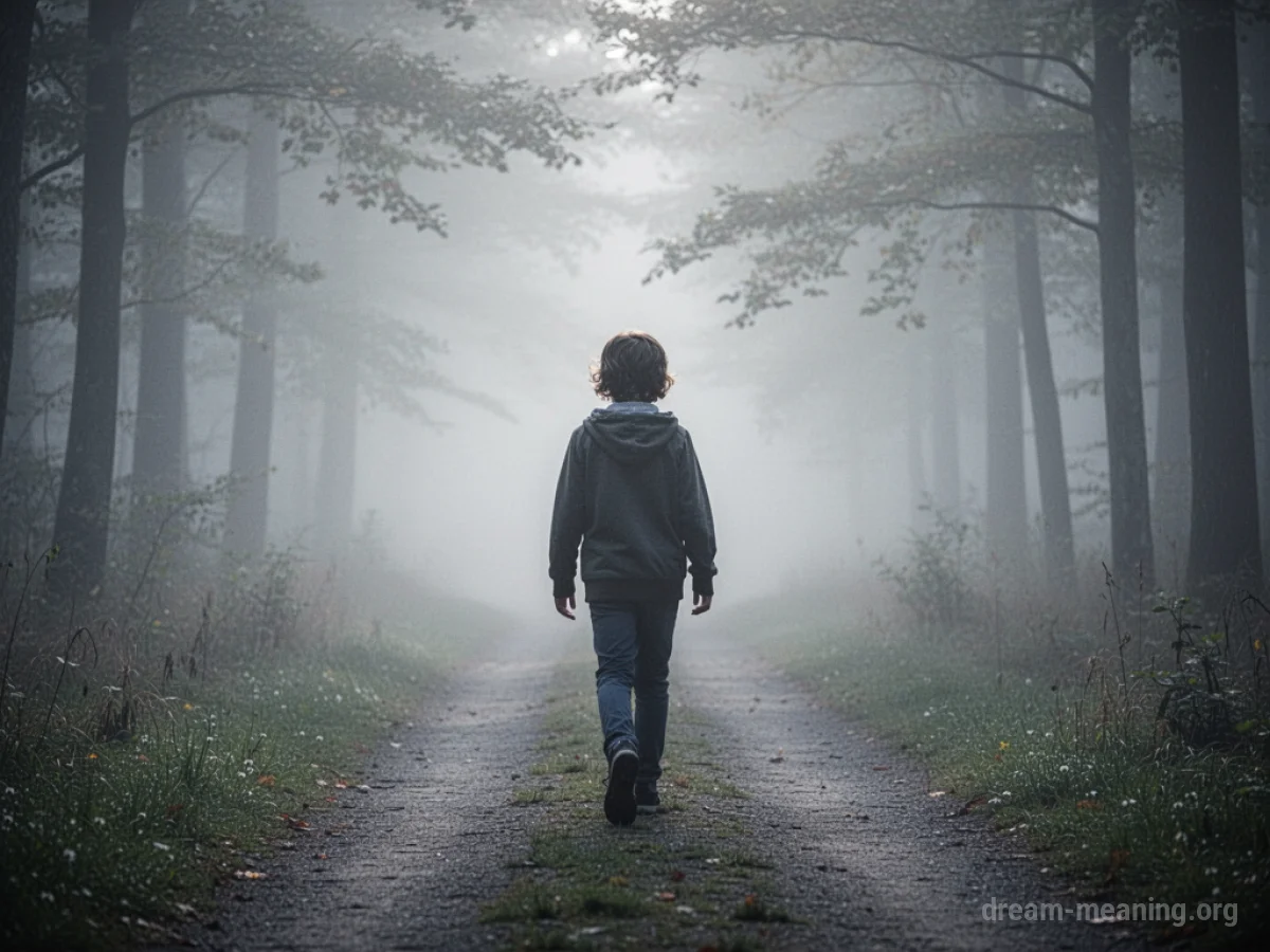 A person walking in reverse on a path.