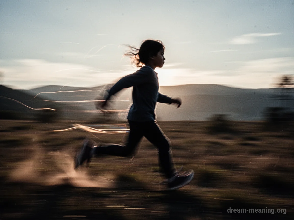 Silhouette of a figure moving rapidly with a blurred background.