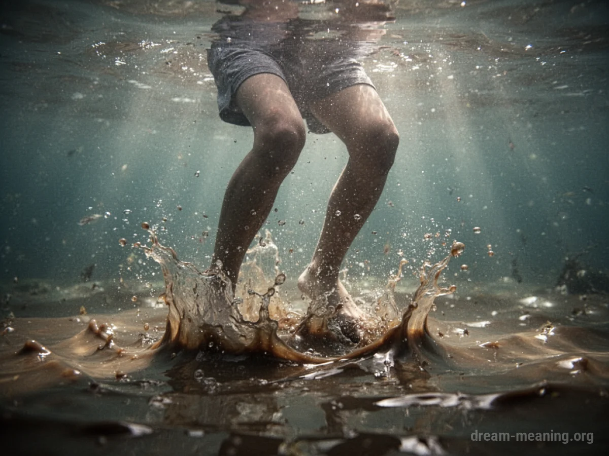 Legs struggling to move through a thick, dark substance.