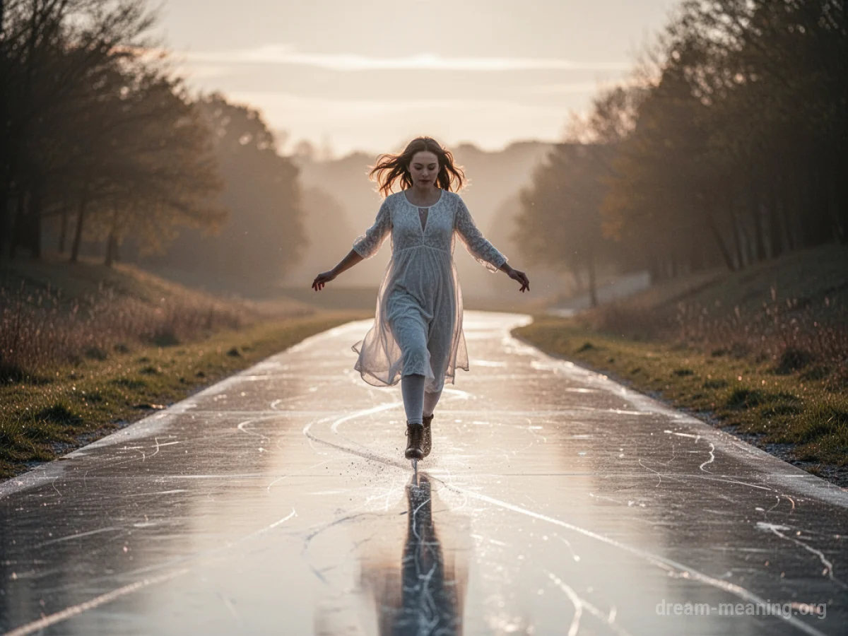 A silhouette of a person moving effortlessly along a path.