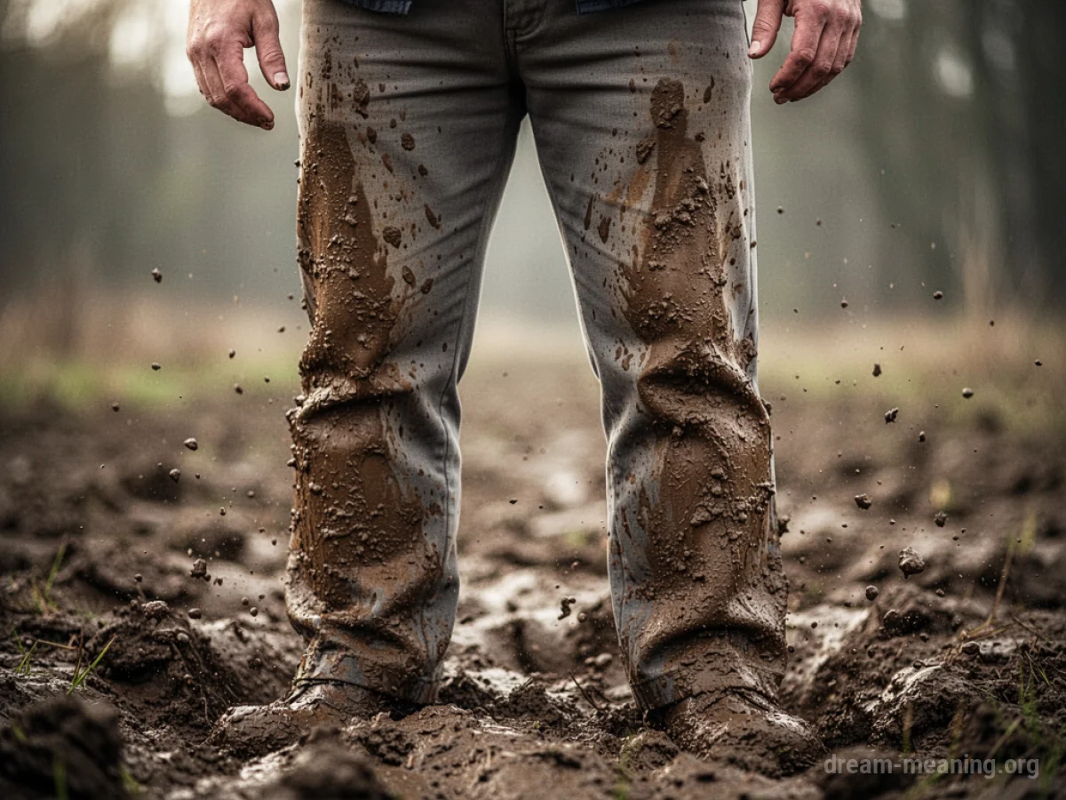 Trousers covered in mud.