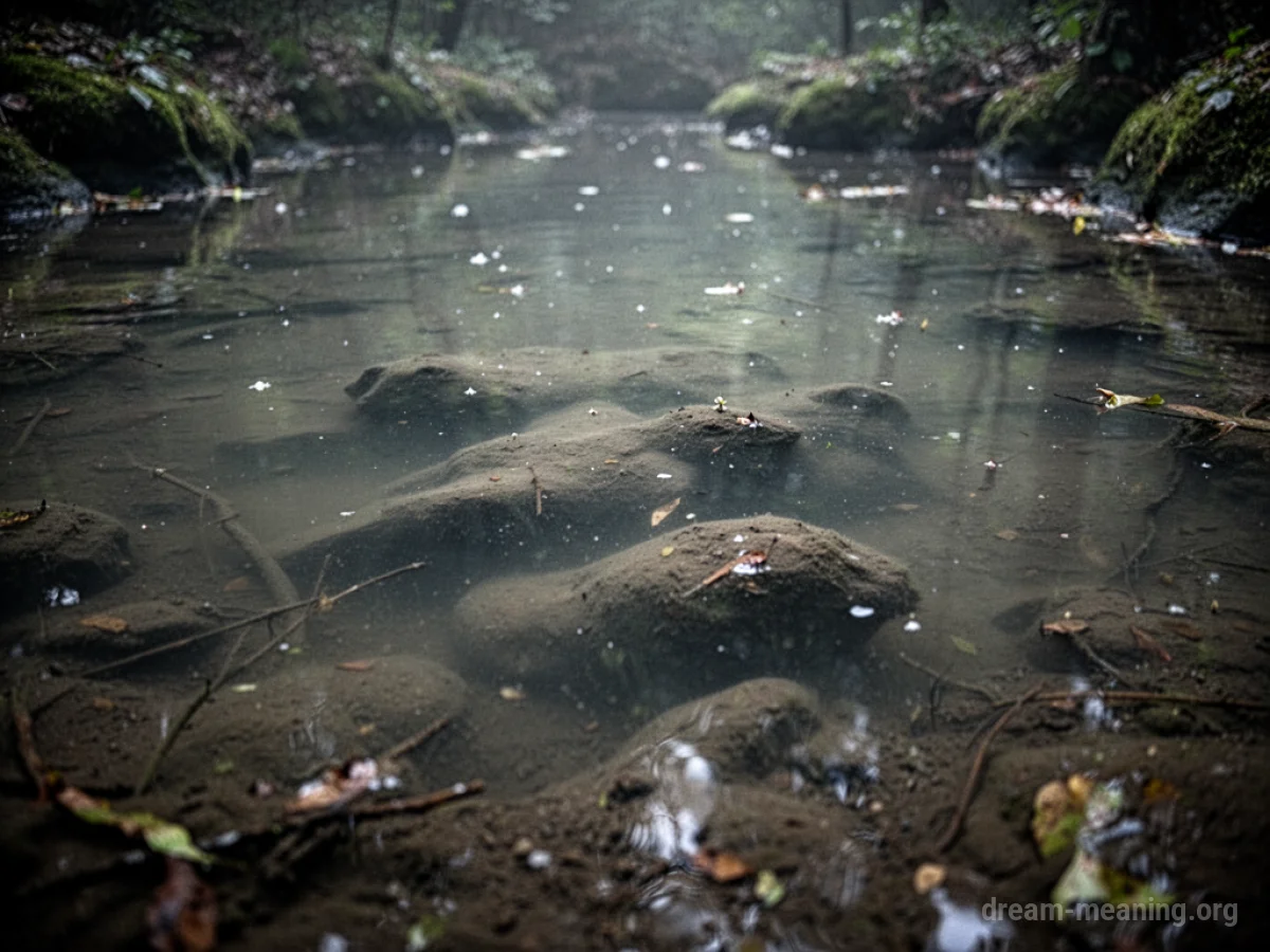 A close-up view of dark, opaque water.