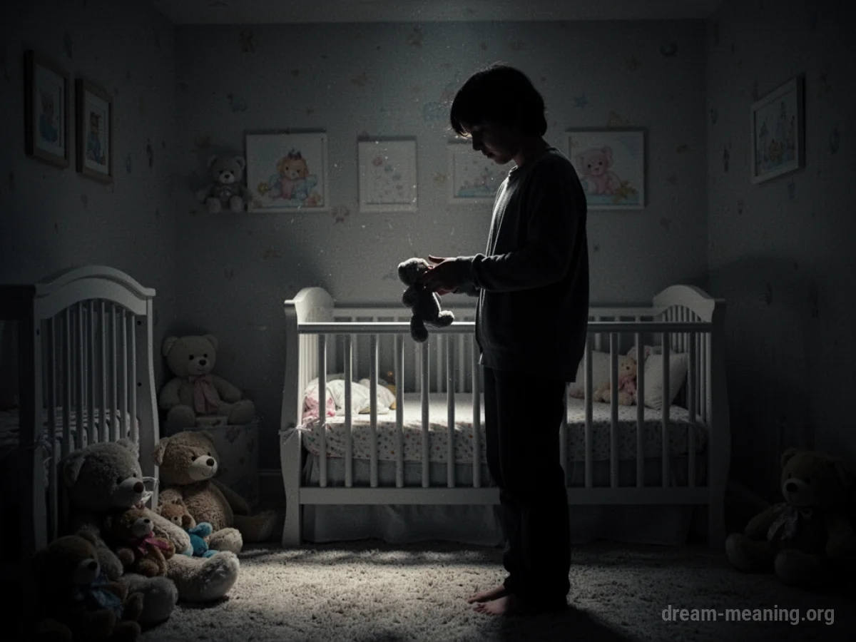 A silhouette of a person in a darkened room with a vague shape of a child nearby.