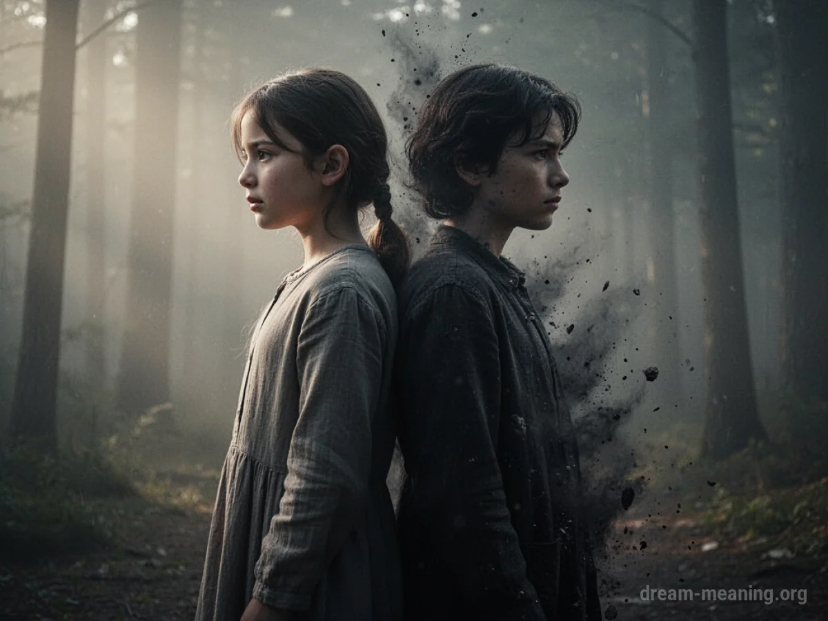 Two silhouetted figures, one fading into darkness.