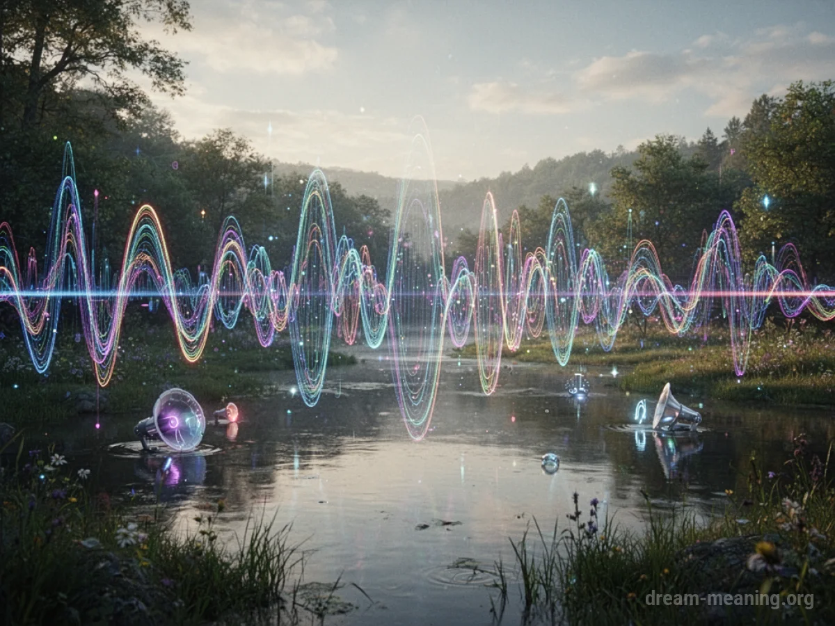 Abstract sound waves flowing through a landscape.