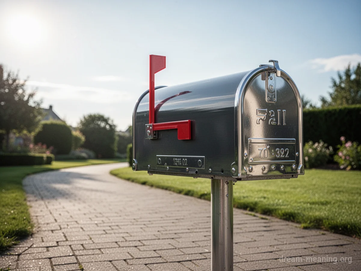 A new, polished mailbox standing on a path.