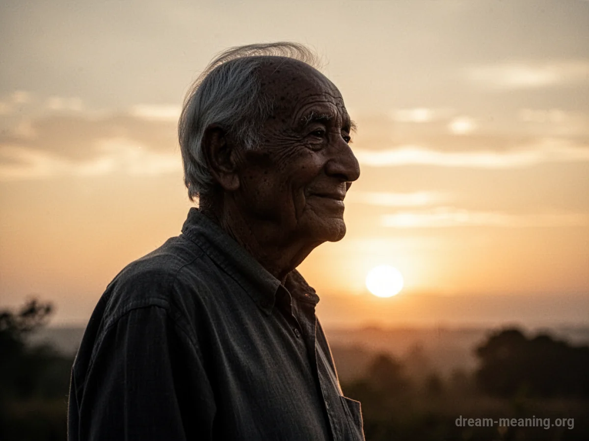Silhouette of an elderly man against a sunset.