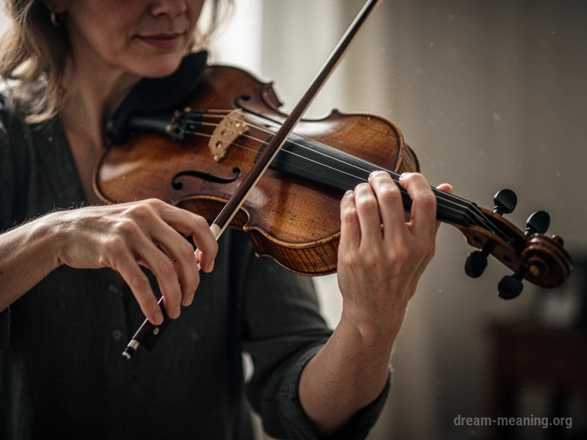 Hands playing a violin.
