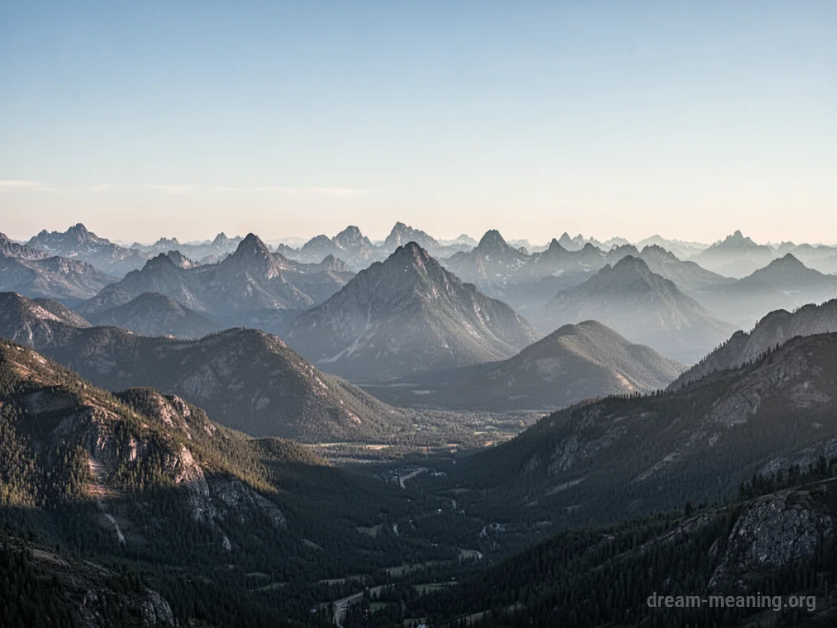 Numerous mountain peaks visible across a wide landscape.
