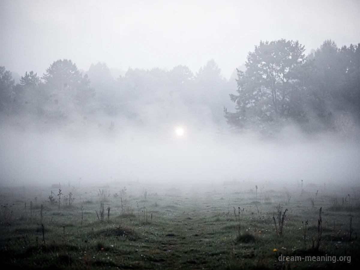 A thick layer of mist with a faint light visible through it.