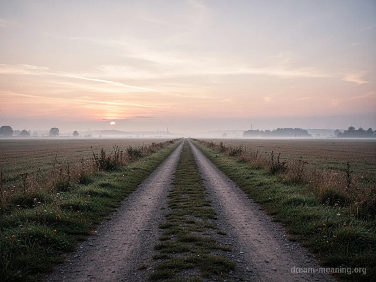 An empty path leading toward a sunrise.