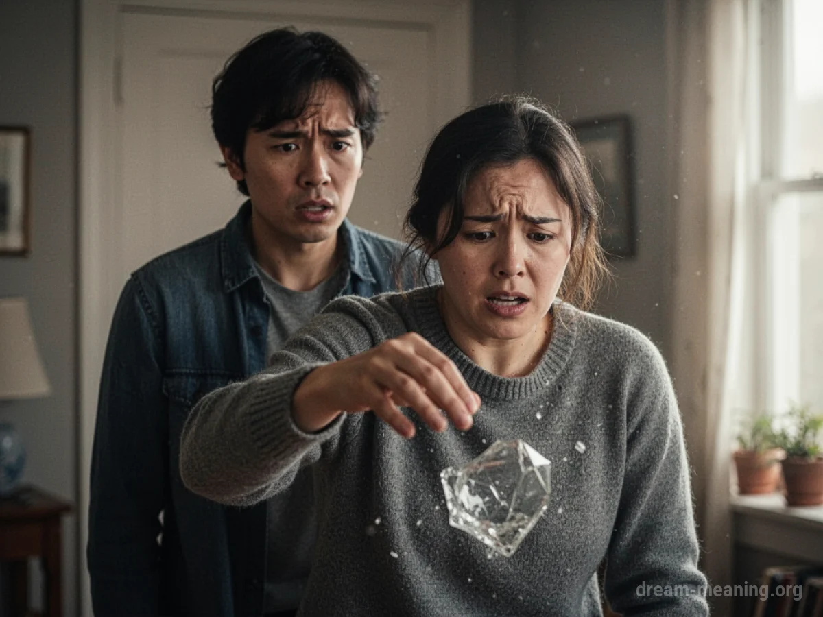 A person watches another person drop a fragile object.