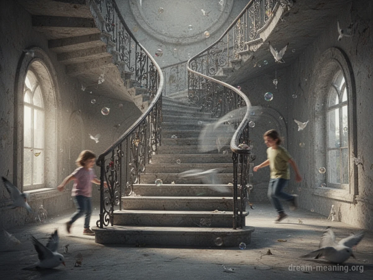 A staircase that is visibly shifting its position.